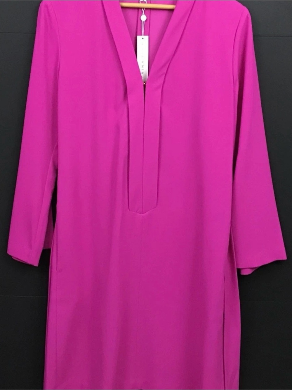 Trina Turk V-Neck Tunic Dress in Bright Magenta